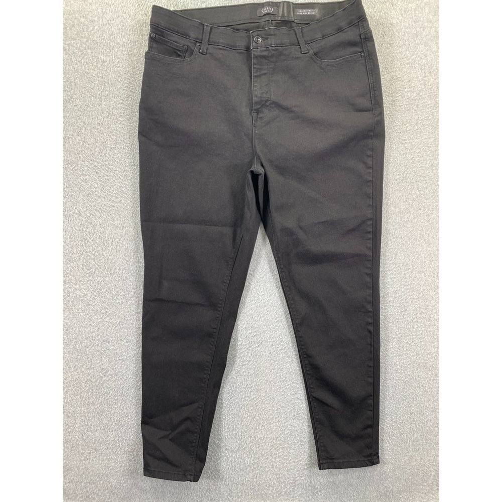 Curve Appeal Women 18W Comfort Waist High‎ Rise Skinny Stretch Black Denim Jeans